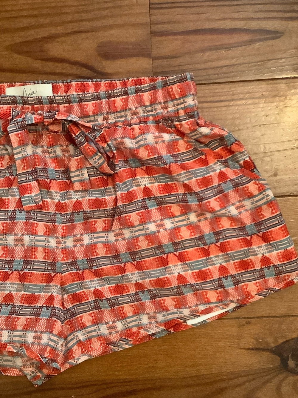 Joie Coral and Gray Striped Cotton Shorts - Picture 3 of 6